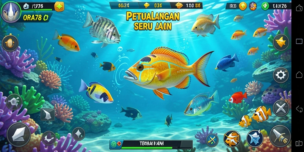 Tampilan gameplay ORA78 menampilkan aksi menembak ikan yang mendebarkan.