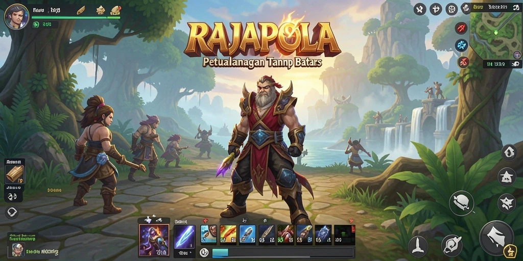 Tampilan gameplay menarik dalam dunia RAJAPOLA yang luas.